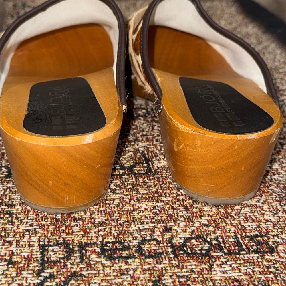 BJORK SWEDISH COMFORT Safari Wood Open Back Giraffe Clogs Shoes Size EU 37 - Picture 7 of 17